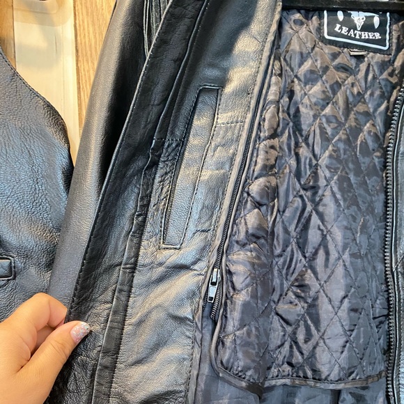 Purple and black Barney’s Leather fringe jacket only - Picture 4 of 5